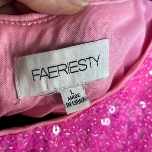 Faeriesty Mermaid dress Gown Size L Hot Pink sequins fairy Legally Blonde Prom - Picture 10 of 12